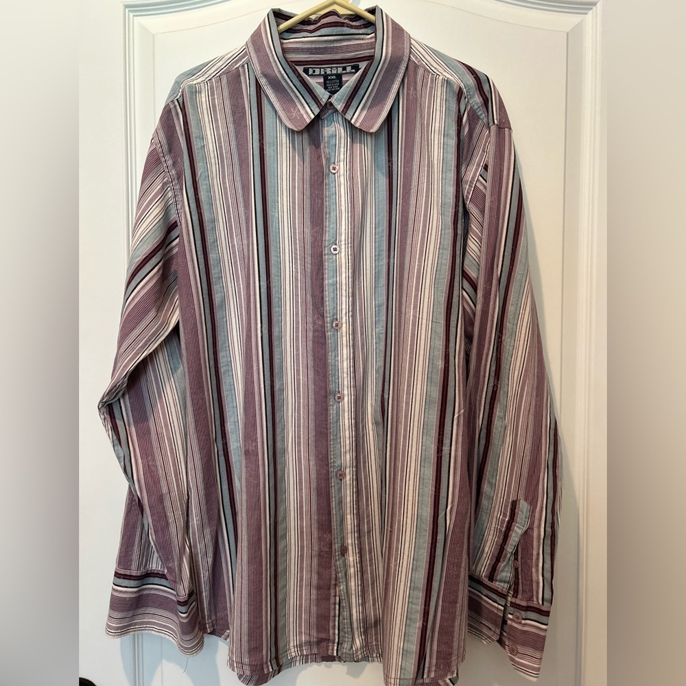 Drill Clothing Co Men’s XXL Purple and Blue Casual Button Down Shirt